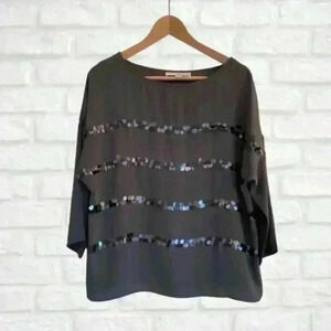 𝅺LOFT Sequin Stripe Dressy Top Size M